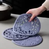 Round Silicone Placemats Retro Hollow Carved for Table Dishes